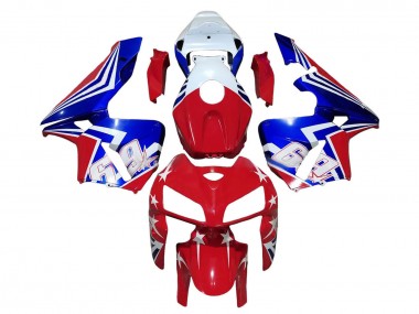 Custom 2005-2006 Honda CBR600RR Motorcycle Fairings - Red White Blue 69