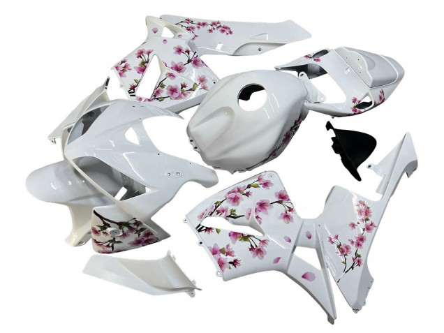 2005-2006 Honda CBR600RR Motorcycle Fairings - White with Cherry Blossom