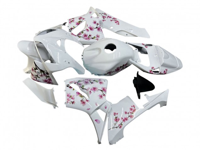 2005-2006 Honda CBR600RR Motorcycle Fairings - White with Cherry Blossom