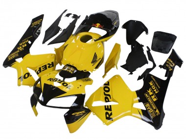Custom 2005-2006 Honda CBR600RR Motorcycle Fairings - Yellow Black Repsol