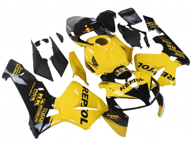 2005-2006 Honda CBR600RR Motorcycle Fairings - Yellow Black Repsol