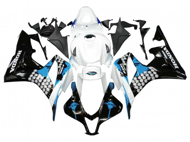 2007-2008 Honda CBR600RR Motorcycle Fairings - White Light Blue Glossy Black