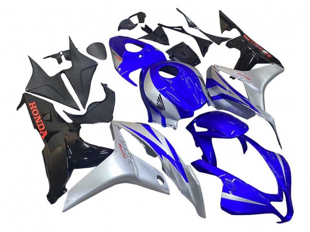 2007-2008 Honda CBR600RR Motorcycle Fairings - Silver Blue Glossy Black Racing