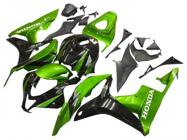 Custom 2007-2008 Honda CBR600RR Motorcycle Fairing Kits - Green Glossy Black