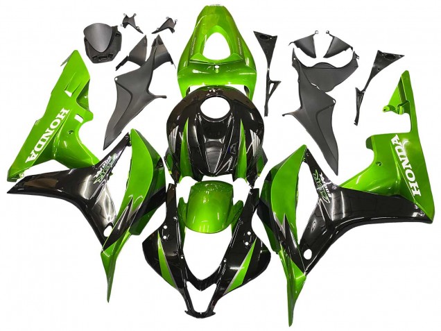 2007-2008 Honda CBR600RR Motorcycle Fairing Kits - Green Glossy Black