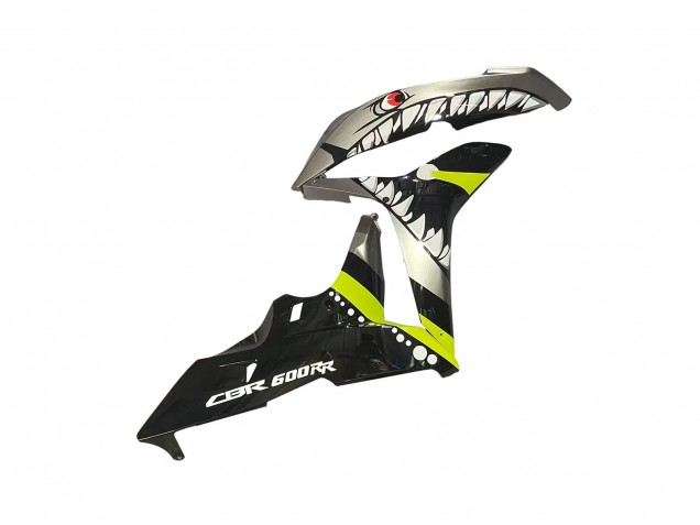 2007-2008 Honda CBR600RR Motorcycle Fairings - Grey Fluorescent Yellow Shark