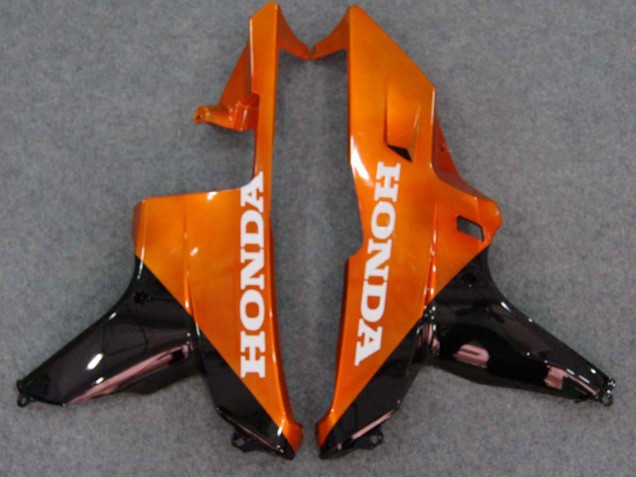 2007-2008 Honda CBR600RR Motorcycle Fairings - Glossy Black Orange Flame