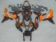2007-2008 Honda CBR600RR Motorcycle Fairings - Glossy Black Orange Flame