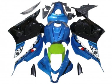 Custom 2009-2012 Honda CBR600RR Motorcycle Fairings - Blue Green Glossy Black Shark