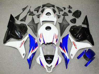 Custom 2009-2012 Honda CBR600RR Bike Fairings - White Blue Glossy Black
