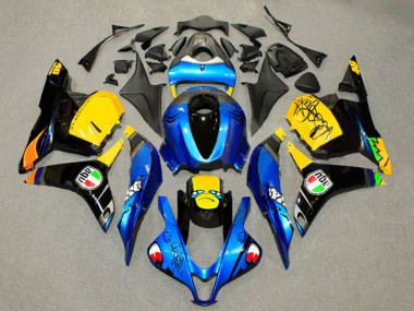 Custom 2009-2012 Honda CBR600RR Motorcycle Fairings - Blue Yellow Glossy Black Shark 46