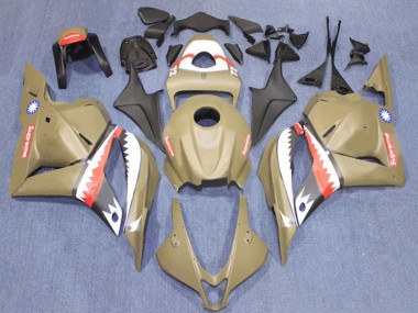 Custom 2009-2012 Honda CBR600RR Motorcycle Fairings - Brown White Red Shark