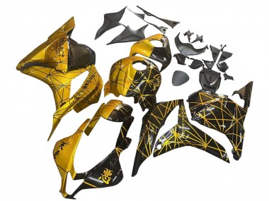 Custom 2009-2012 Honda CBR600RR Motorcycle Fairings - Gold Glossy Black