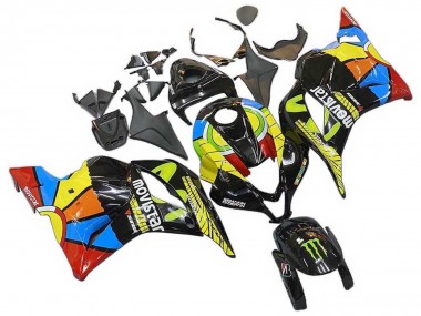 Custom 2009-2012 Honda CBR600RR Motorcycle Fairings - Black Multicolor MoviStar