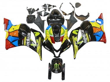 Custom 2009-2012 Honda CBR600RR Motorcycle Fairings - Black Multicolor MoviStar