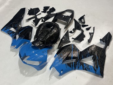 Custom 2009-2012 Honda CBR600RR Motorcycle Fairings - Black Forged Carbon Fiber Blue