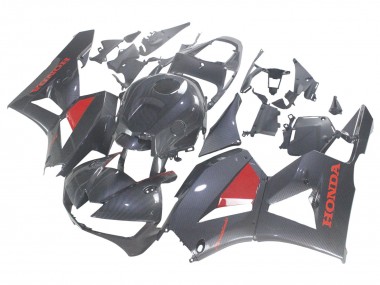Custom 2013-2023 Honda CBR600RR Motorcycle Fairings - Black Carbon Fiber Red