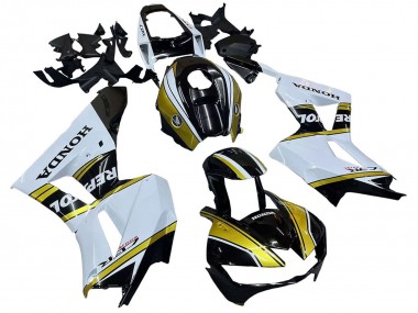 Custom 2013-2023 Honda CBR600RR Motorcycle Fairings - White Gold Glossy Black Repsol