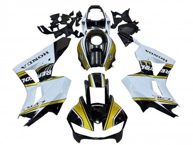 Custom 2013-2023 Honda CBR600RR Motorcycle Fairings - White Gold Glossy Black Repsol
