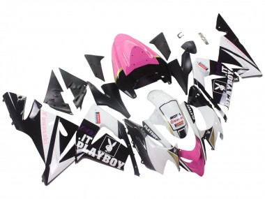 Custom 2004-2005 Kawasaki ZX10R Motorcycle Fairings - Black Pink White Playboy Motul