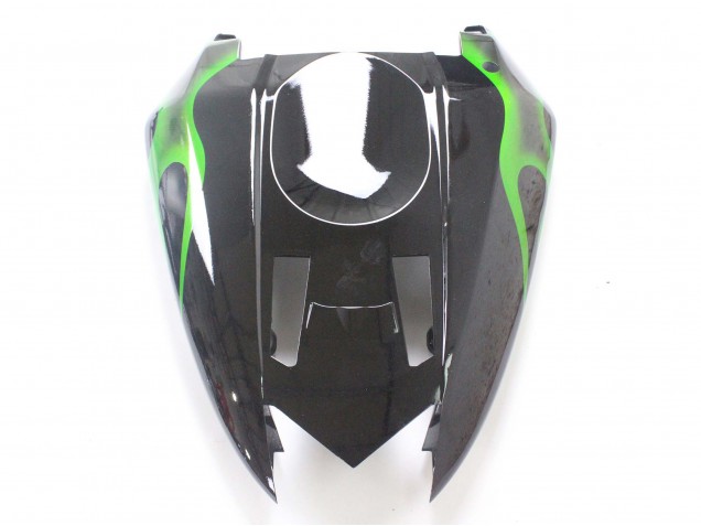 2004-2005 Kawasaki ZX10R Motorcycle Fairings - Black with Green Flame Ninja