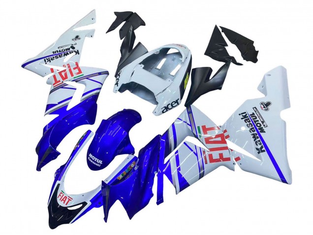 2004-2005 Kawasaki ZX10R Motorcycle Fairings - Glossy Blue White Fiat Motul