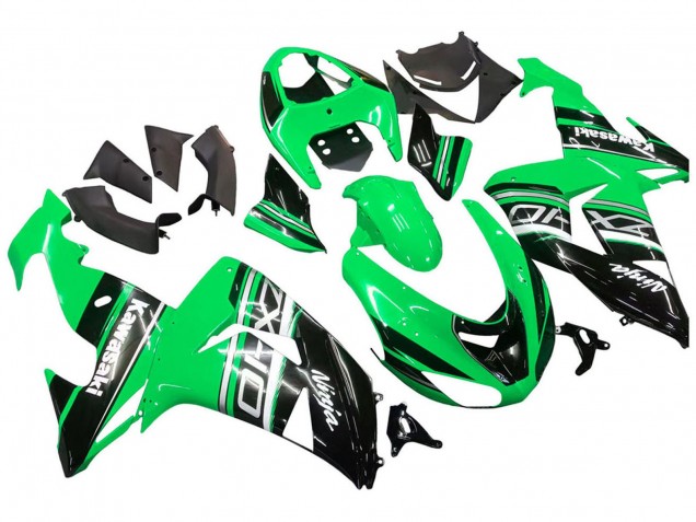 2006-2007 Kawasaki ZX10R Motorcycle Fairing Kits - Green White Black