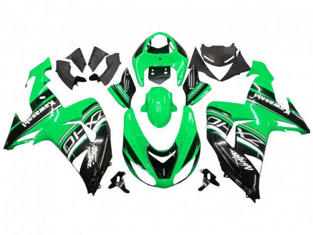 2006-2007 Kawasaki ZX10R Motorcycle Fairing Kits - Green White Black