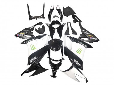 Custom 2008-2010 Kawasaki ZX10R Motorcycle Fairings - Glossy Black White Green Monster Elf