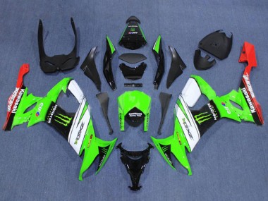 Custom 2008-2010 Kawasaki ZX10R Motorcycle Fairings - Green White Red Black Monster