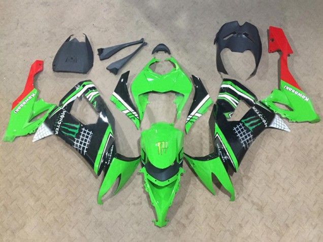 2008-2010 Kawasaki ZX10R Motorcycle Fairings - Green White Black Red Monster