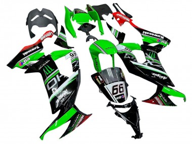 Custom 2008-2010 Kawasaki ZX10R Motorcycle Fairings - Green White Red Black Monster Elf 66