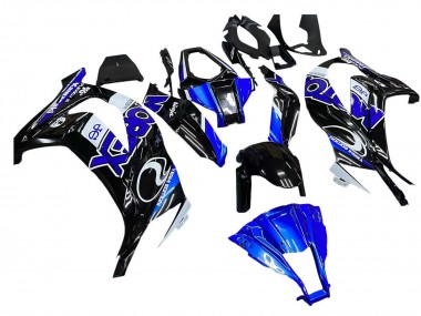 Custom 2011-2015 Kawasaki ZX10R Motorcycle Fairings - Blue White Glossy Black