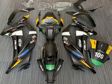 Custom 2011-2015 Kawasaki ZX10R Motorcycle Fairings - Matte Black White Yellow Green Elf Trick Star Frtr 100