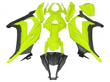 Custom 2011-2015 Kawasaki ZX10R Motorcycle Fairings - Fluorescent Green Matte Black