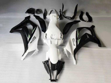 Custom 2011-2015 Kawasaki ZX10R Motorcycle Fairings - White Matte Black Green Decals