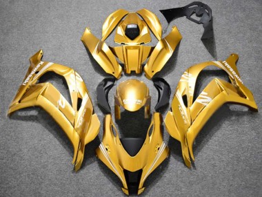 Custom 2016-2020 Kawasaki ZX10R Motorcycle Fairings - Gold White
