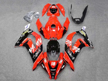 Custom 2016-2020 Kawasaki ZX10R Motorcycle Fairings - Red Glossy Black White Monster 18