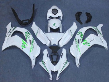 Custom 2016-2020 Kawasaki ZX10R Motorcycle Fairings - White Green Ninja