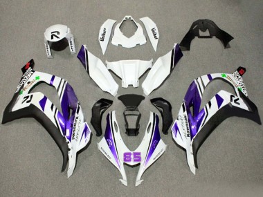 Custom 2016-2020 Kawasaki ZX10R Motorcycle Fairings - White Purple Black Alstare 85