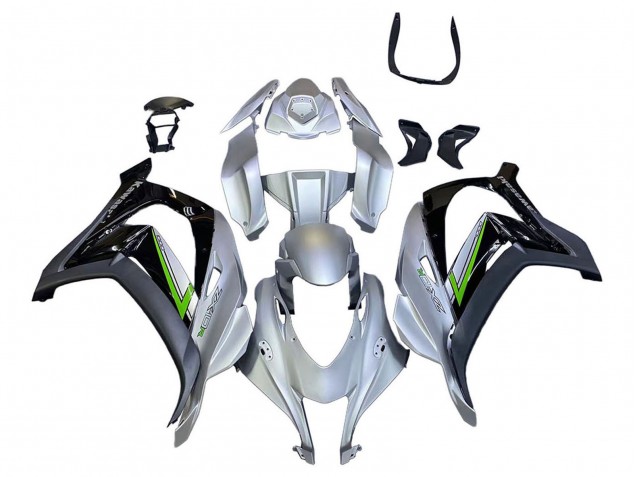 2016-2020 Kawasaki ZX10R Motorcycle Fairing - Silver Green Black