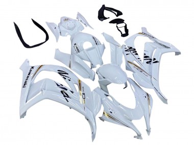 Custom 2016-2020 Kawasaki ZX10R Motorcycle Fairings - White Gold Black