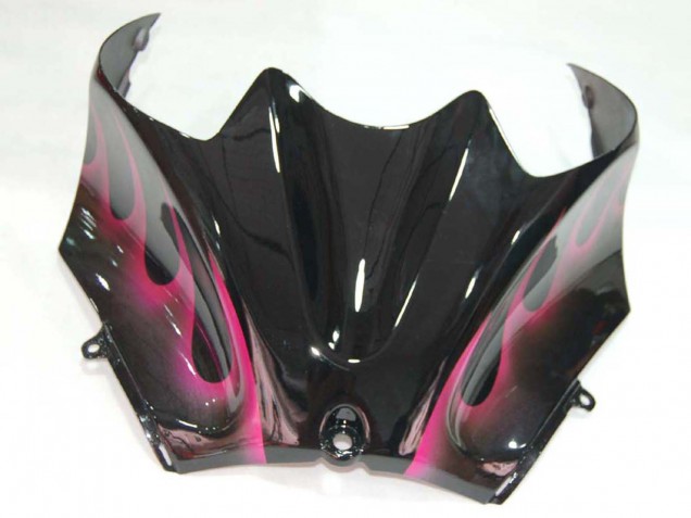 2006-2011 Kawasaki ZX14R ZZR1400 Motorcycle Fairings - Glossy Black Red Pink Flame