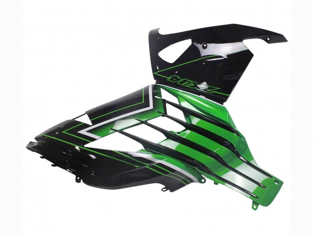 2012-2024 Kawasaki ZX14R ZZR1400 Motorcycle Fairings - Green Glossy Black Stripe