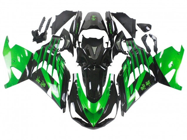 2012-2024 Green Glossy Black Kawasaki ZX14R ZZR1400 Motorcycle Fairing Kits