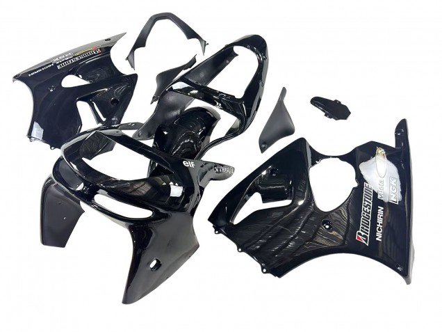 1998-1999 Kawasaki ZX6R Motorcycle Fairings - Glossy Black Yellow Elf Bridgestone