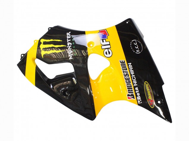 1998-1999 Kawasaki ZX6R Motorcycle Fairings - Yellow Black Monster Elf Bridgestone
