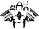 2000-2002 Kawasaki ZX6R Motorcycle Fairings - Glossy Black White West Michelin