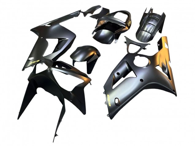2003-2004 Kawasaki ZX6R Motorcycle Fairings - Matte Black Gold 636