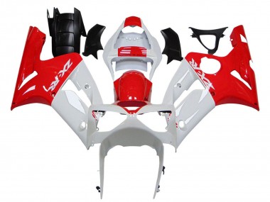 Custom 2003-2004 Kawasaki ZX6R Motorcycle Fairings - White Red